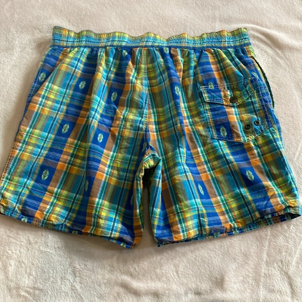 Polo Ralph Lauren Vintage Swim Shorts‎ Mesh Lined Southwest Blue Plaid XL 35-37